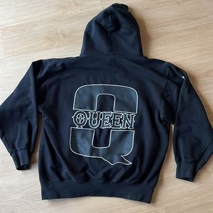 VINTAGE 70s ROCK BAND “QUEEN” COTTON POLY BLEND BLACK HOODED SWEATSHIRT MED NWOT